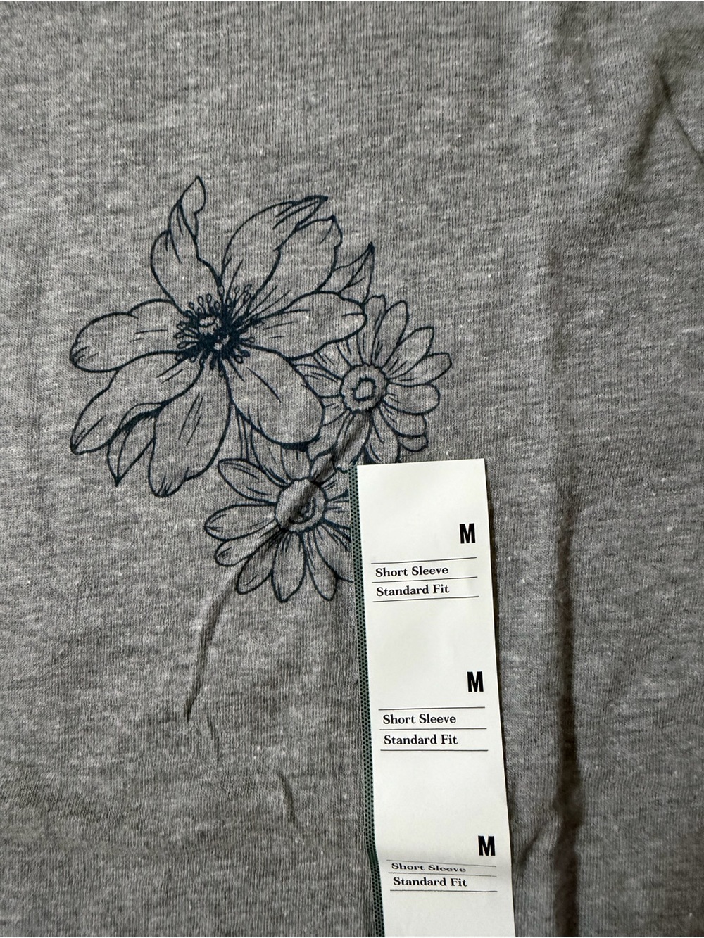 Goodfellow & Co Gray Tee with Navy Floral Sketch